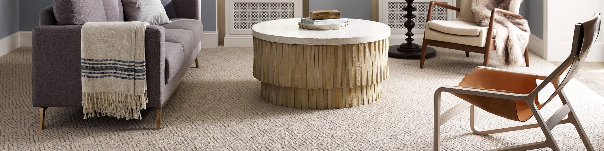 Couch and Table on Carpet At Genoa Custom Interiors in Northwest Ohio